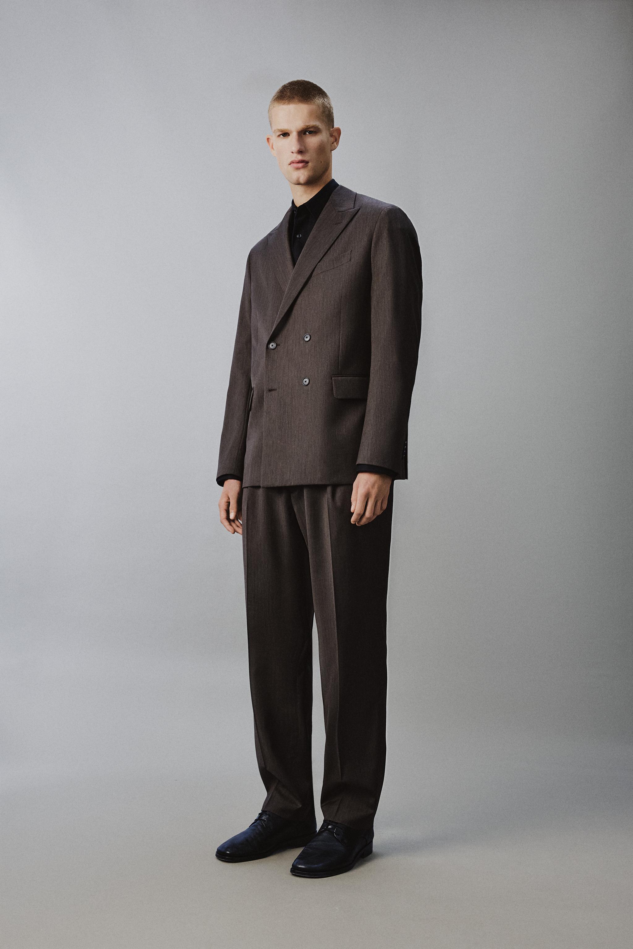 HERRINGBONE DOUBLE BREASTED SUIT JACKET